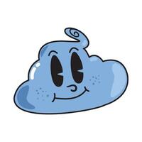 A cartoon blue cloud with a smile on its face vector
