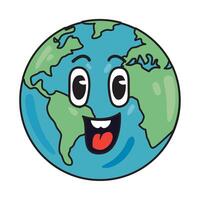 Earth globe cartoon character illustration vector