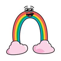 A rainbow with eyes and a smile vector