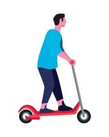 A man riding a scooter on a white background vector