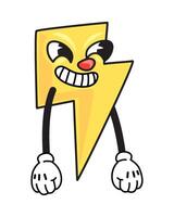 A cartoon lightning bolt with a face and hands vector