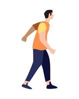 Man walking with a bag on his shoulder vector