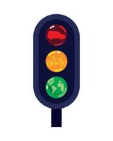 Traffic light with bicycle, earth, and globe icon vector