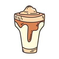 A dessert with caramel sauce in a glass vector