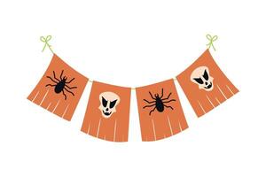 Halloween banner with spider and skull vector