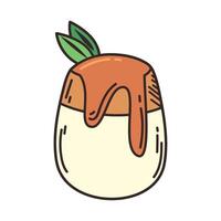 A dessert with a green leaf on top vector