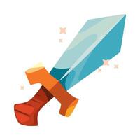A cartoon sword with a red handle and blue blade vector