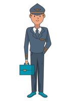 A cartoon of a pilot holding a briefcase vector