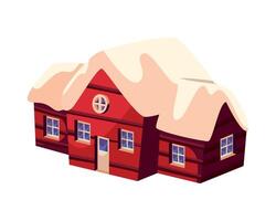 A red house with snow on the roof vector