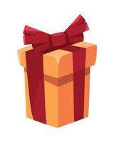 A red gift box with a bow on top vector