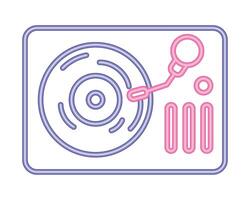 A purple and pink line icon of a turntable vector