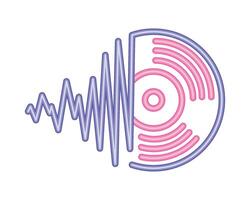 An icon of a sound wave with a record on it vector