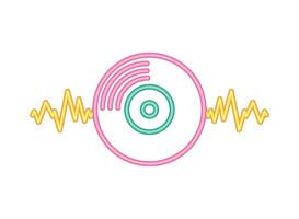A colorful icon of a disc with sound waves vector