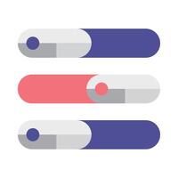 Three different colored buttons with different shapes vector