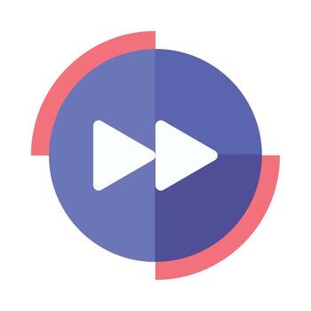 A play button with a red and blue arrow vector