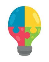 A light bulb with puzzle pieces inside vector