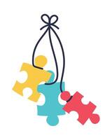 A colorful puzzle piece hanging from a string vector