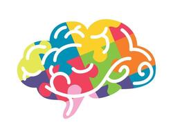 A colorful brain with a speech bubble vector