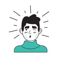 A man with a face covered in a cold sweat vector