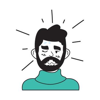 un hombre con un barba y un Bigote es mostrado con un lágrima en su cara vector
