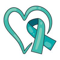 A heart with a blue ribbon around it vector