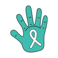 A hand with a white ribbon on it vector