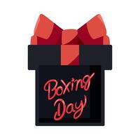 Boxing day gift box with red ribbon and bow vector