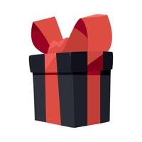 A black and red gift box with a red ribbon vector