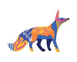 A colorful fox with a patterned tail vector