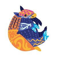 A colorful animal with a patterned design on its back vector