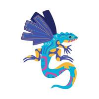 A colorful lizard with wings on its back vector