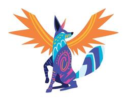 A colorful fox with wings on its back vector