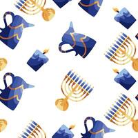 Seamless pattern with menorah and candles vector