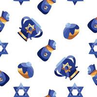 Seamless pattern with jewish symbols vector
