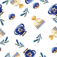 Seamless pattern with jewish symbols vector