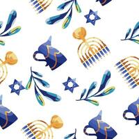 Seamless pattern with jewish symbols vector