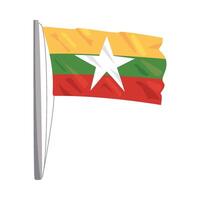 Myanmar flag waving on a pole illustration vector