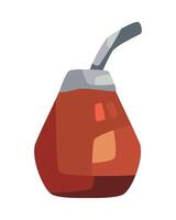 A red cup with a straw and a handle vector