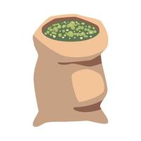 A bag of green peas on a white background vector
