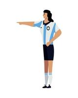 Argentina football player pointing at the ball vector