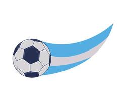 A soccer ball flying through the air with a blue and white stripe vector