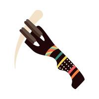 A knife with a colorful pattern on it vector