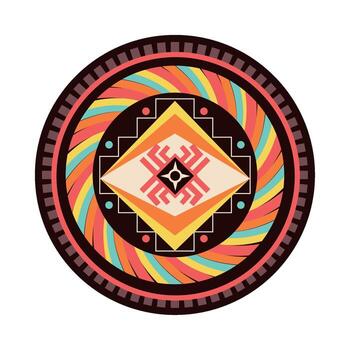 un vistoso circular diseño con un geométrico modelo vector