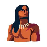 Native american man with long hair and a beard vector