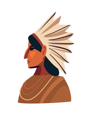 An illustration of an indian man in a headdress