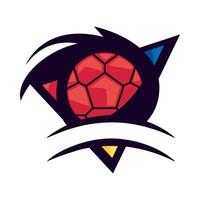 A soccer ball with a red and blue design vector