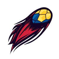 A soccer ball with a yellow and blue flag on it vector