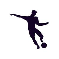 Silhouette of a soccer player kicking the ball vector