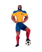 A cartoon man in a soccer uniform holding a ball vector
