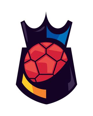 A soccer ball with a crown on it